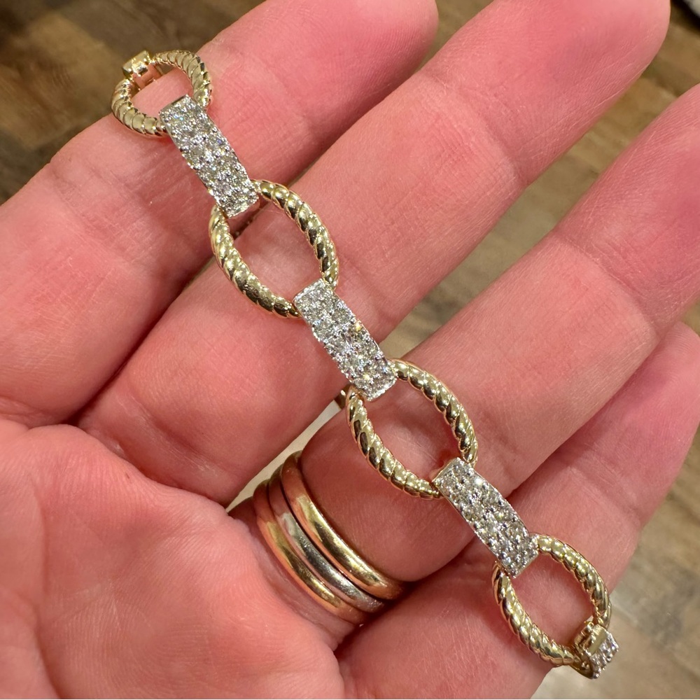 14K Yellow and White Gold Diamond Fashion Bracelet